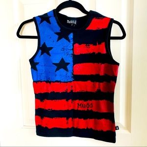 Mudd Vintage 90s Y2K American Flag Black Tank Top 4th of July Top Size M